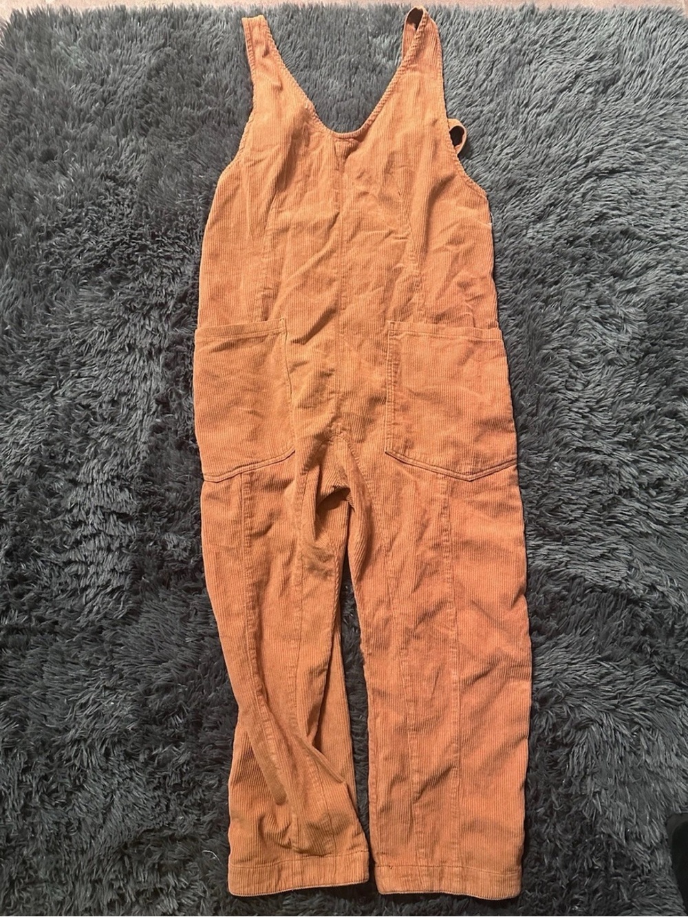 Free People High Roller Corduroy Jumpsuit Sunburn Orange Size Medium NWOT